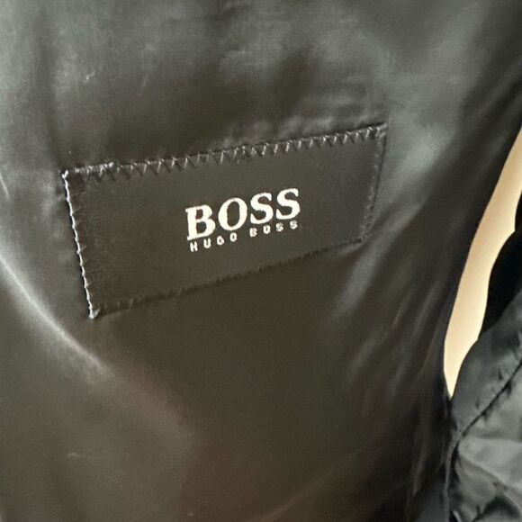 Hugo Boss Olive Windowpane Cashmere Blend‎ Tizian Blazer 44L Read - Picture 11 of 16